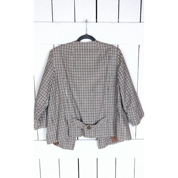 Vintage tweed houndstooth box cut short blazer jacket - Picture 2 of 4